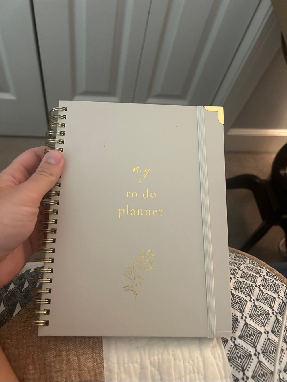 Zicoto Spiral Planner in Light Gray with Gold Accents